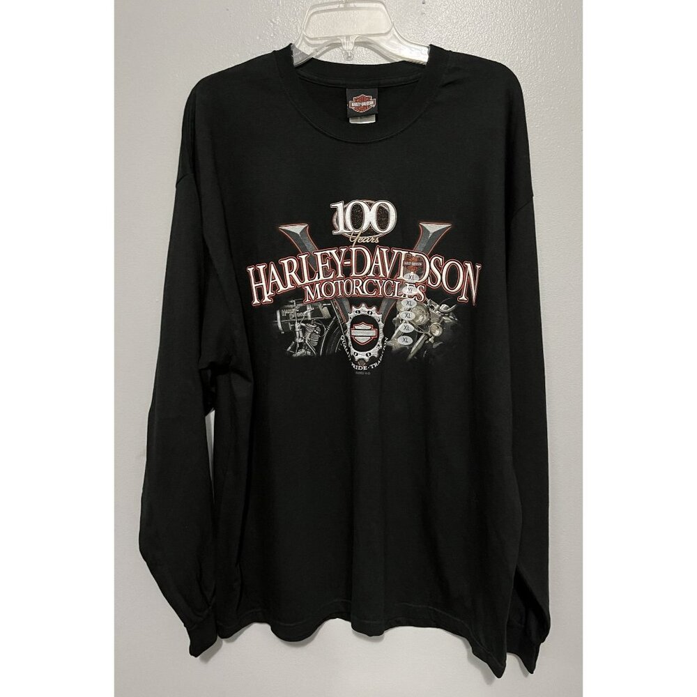 Harley Davidson Heritage Black LS T-Shirt Made in USA Hal's HD New Berlin, WI